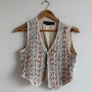 Vintage 90s New Identity Textured Woven Coquette Vest